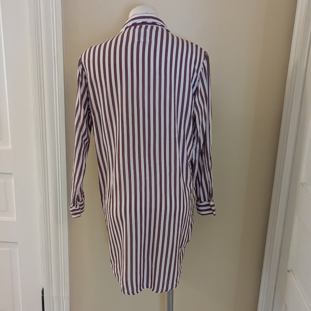 Rails Arcadia Soft White And Maroon Stripe Button… - image 3